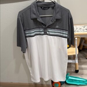 Men's Gray and White Polo Shirt